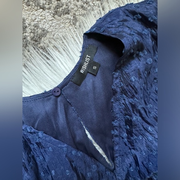 NWT midnight blue jacquard babydoll midi dress - Picture 7 of 11